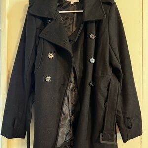 Charlotte Russe Black Double-Breasted Trench Coat